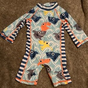 Boys Swimsuit One Piece Zipper Rash Guard Swimsuit Long Sleeve 9 M